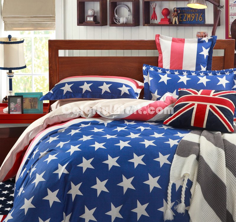 American Party Blue Bedding Set Kids Bedding Teen Bedding Duvet Cover Set Gift Idea - Click Image to Close