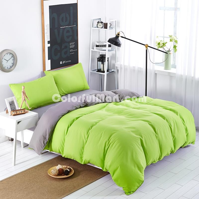 Grey Green Bedding Set Duvet Cover Pillow Sham Flat Sheet Teen Kids Boys Girls Bedding - Click Image to Close