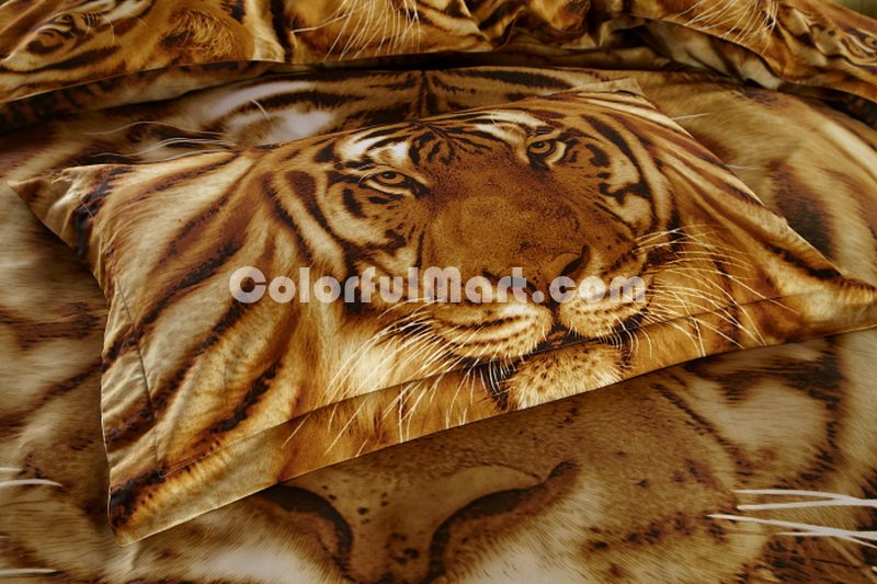 Powerful Tiger Yellow Bedding 3d Duvet Cover Set - Click Image to Close