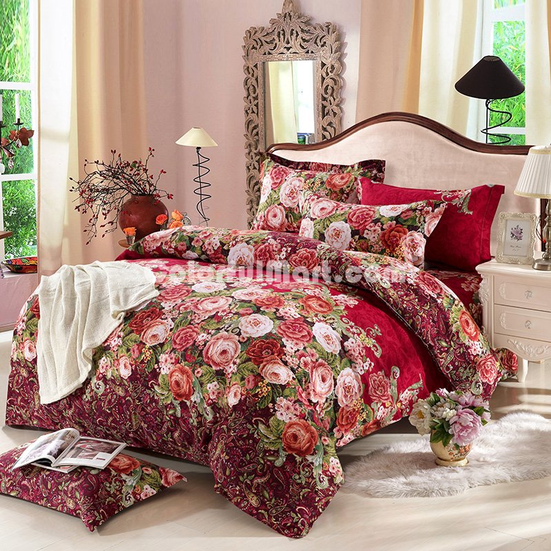 Rani Red Bedding Modern Bedding Cotton Bedding Gift Idea - Click Image to Close