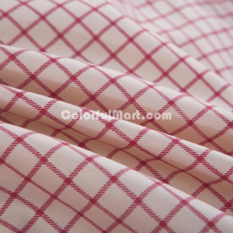 Checks Pink Bedding Set Duvet Cover Pillow Sham Flat Sheet Teen Kids Boys Girls Bedding - Click Image to Close