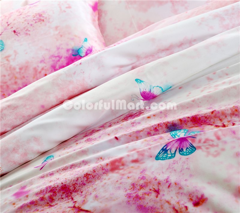 Dancing Pink Bedding Set Girls Bedding Floral Bedding Duvet Cover Pillow Sham Flat Sheet Gift Idea - Click Image to Close