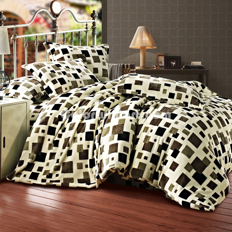 Contracted Space Winter Duvet Cover Set Flannel Bedding - Click Image to Close