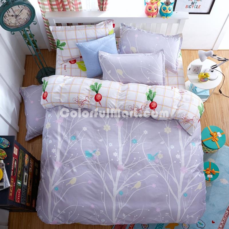 Trees Grey Bedding Set Duvet Cover Pillow Sham Flat Sheet Teen Kids Boys Girls Bedding - Click Image to Close