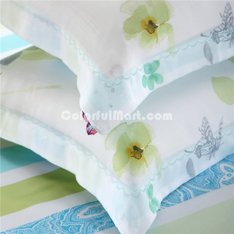 Midsummer Green Bedding Set Girls Bedding Floral Bedding Duvet Cover Pillow Sham Flat Sheet Gift Idea - Click Image to Close