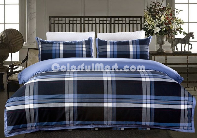 Blue Love Blue Tartan Bedding Stripes And Plaids Bedding Luxury Bedding - Click Image to Close