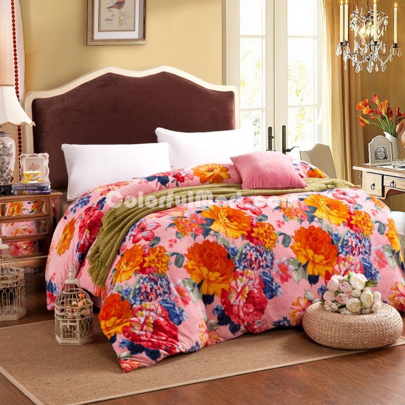 Flowers Language Pink Flowers Bedding Flannel Bedding Girls Bedding - Click Image to Close