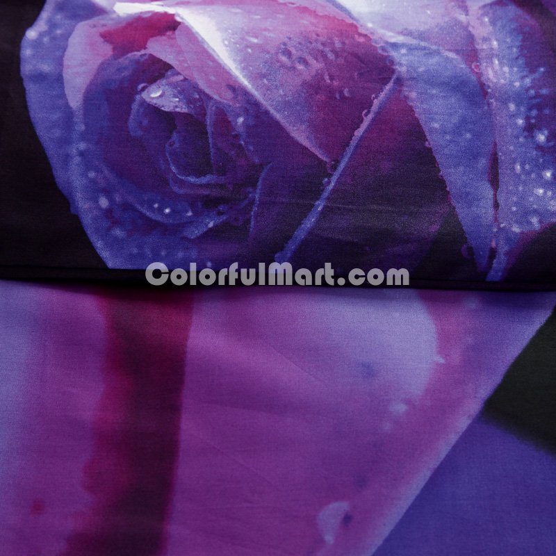 Roses Purple Bedding Sets Duvet Cover Sets Teen Bedding Dorm Bedding 3D Bedding Floral Bedding Gift Ideas - Click Image to Close