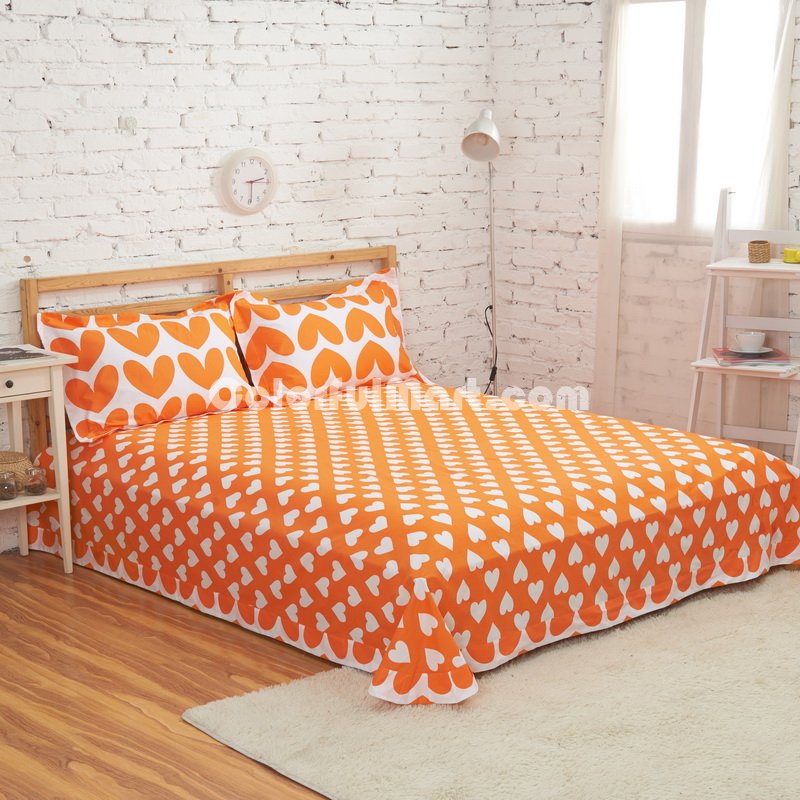 Heart Orange Bedding Kids Bedding Teen Bedding Dorm Bedding Gift Idea - Click Image to Close