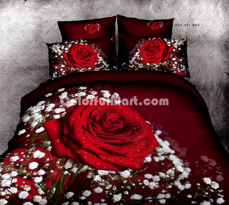 Blooming Rose Red Bedding Rose Bedding Floral Bedding Flowers Bedding - Click Image to Close