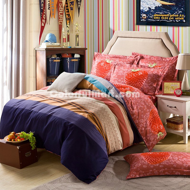 Strawberry Beige Teen Bedding College Dorm Bedding Kids Bedding - Click Image to Close