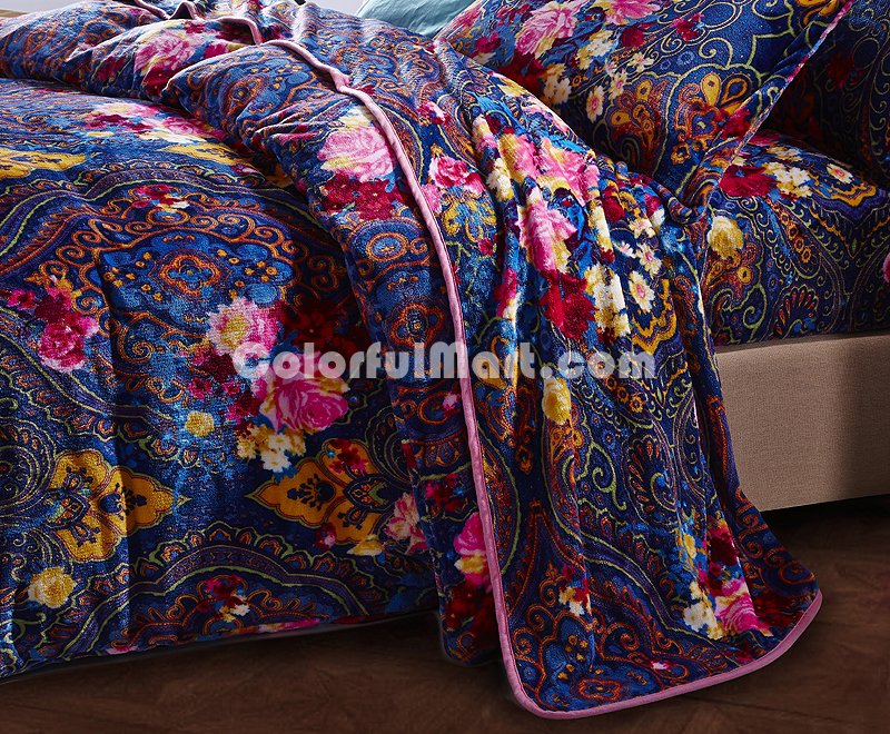 Secret Garden Blue Bedding Set Winter Bedding Flannel Bedding Teen Bedding Kids Bedding - Click Image to Close