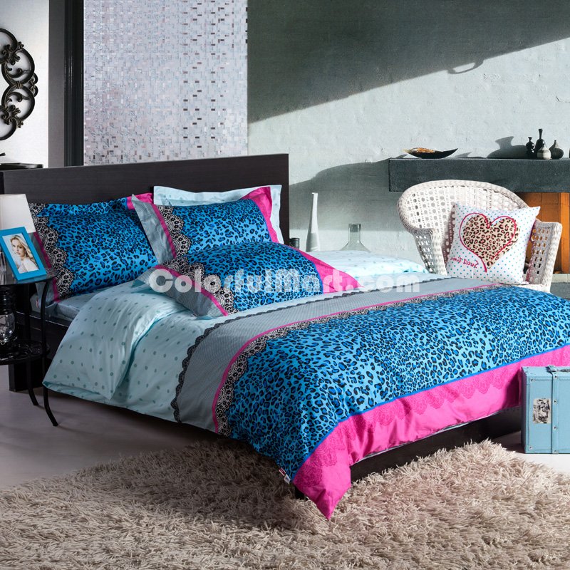 Blue Night Cheetah Print Bedding Sets - Click Image to Close