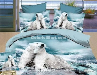Polar Bear Blue Bedding Animal Print Bedding 3d Bedding Animal Duvet Cover Set