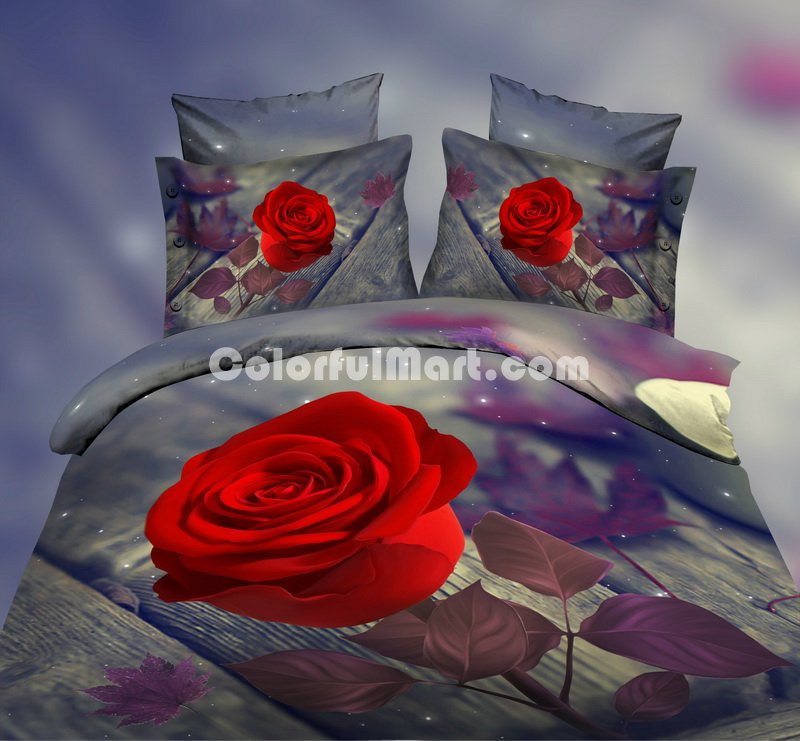 Rose On The Board Purple 3d Bedding Luxury Bedding - Click Image to Close