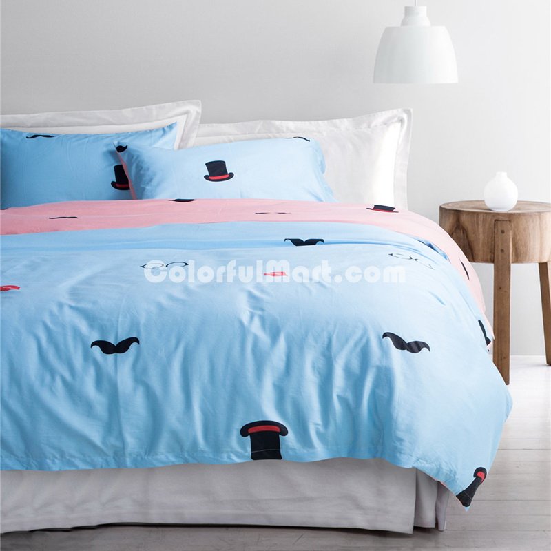 Uncle Hat Blue Bedding Set Teen Bedding Kids Bedding Duvet Cover Pillow Sham Flat Sheet Gift Idea - Click Image to Close
