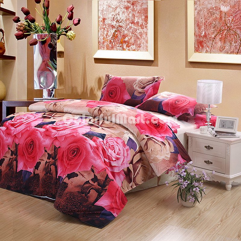 Rose Classic Bedding 3D Duvet Cover Set - Click Image to Close