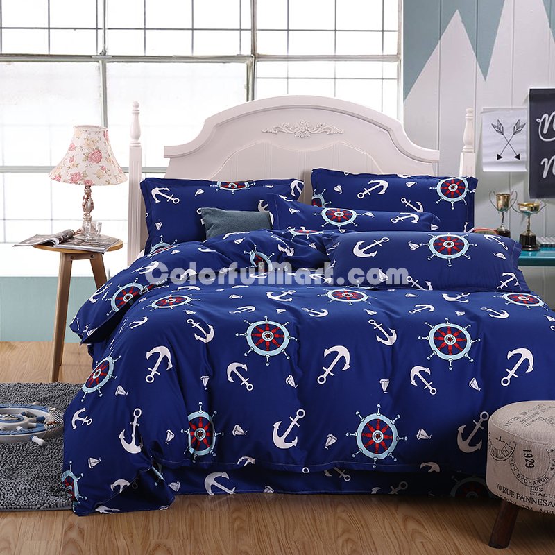Voyage Blue Bedding Set Duvet Cover Pillow Sham Flat Sheet Teen Kids Boys Girls Bedding - Click Image to Close