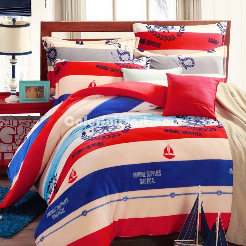 Sailing Beige Style Bedding Flannel Bedding Girls Bedding - Click Image to Close