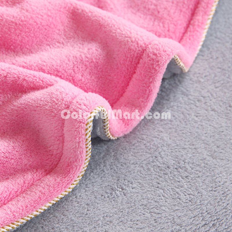 Pink Gray Coral Fleece Bedding Teen Bedding - Click Image to Close