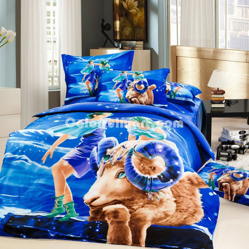 Aries Oil Painting Style Zodiac Signs Bedding Set - Click Image to Close