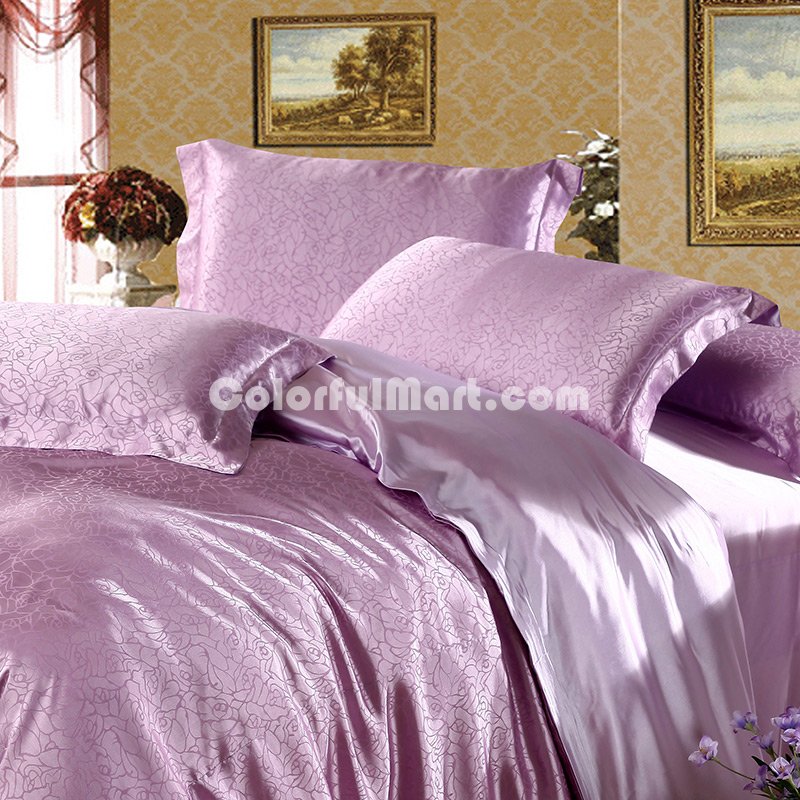 England Style Purple Bedding Silk Bedding - Click Image to Close