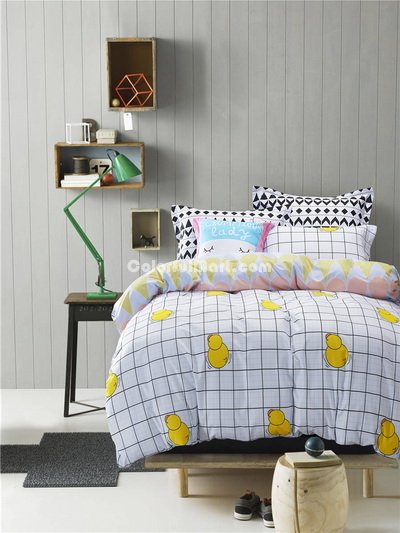 Little Yellow Duck White Bedding Teen Bedding Kids Bedding Modern Bedding Gift Idea