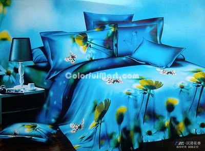Butterfly And Sunflower Duvet Cover Set 3D Bedding