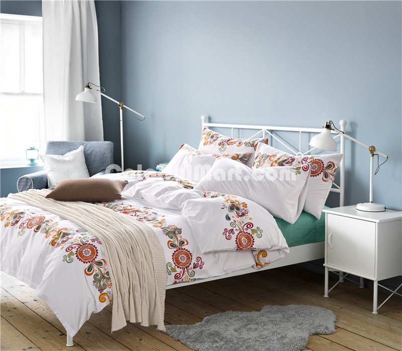 Nalos White Bedding Set Luxury Bedding Scandinavian Design Duvet Cover Pillow Sham Flat Sheet Gift Idea - Click Image to Close