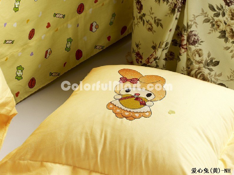 Rabbit Yellow Girls Bedding Sets For Kids - Click Image to Close