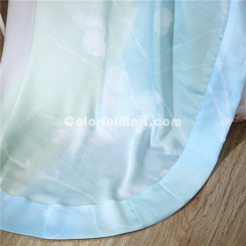 Summer Light Blue Bedding Set Girls Bedding Floral Bedding Duvet Cover Pillow Sham Flat Sheet Gift Idea - Click Image to Close