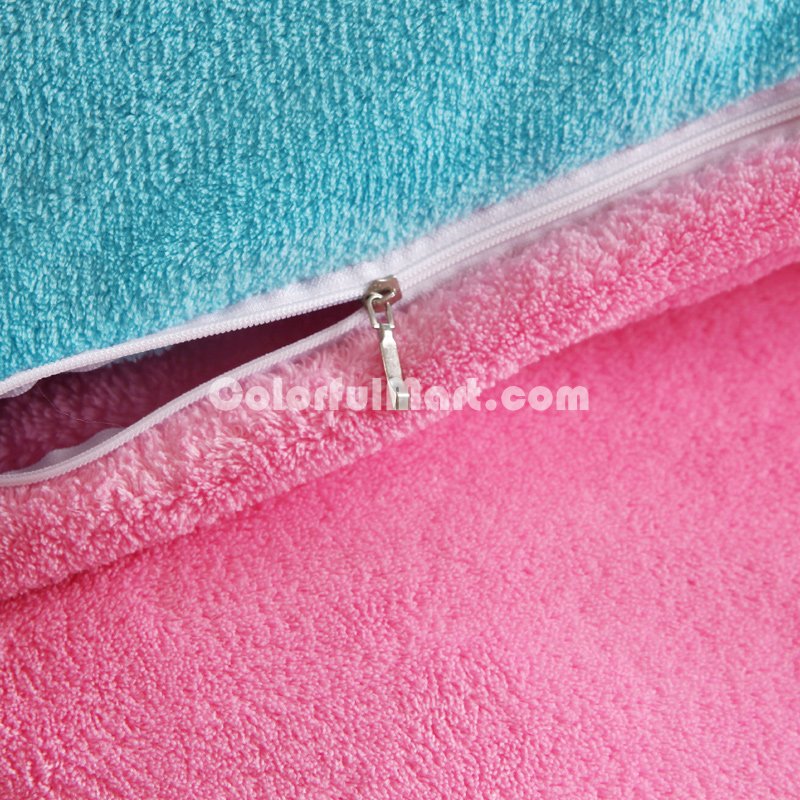 Sky Blue Pink Coral Fleece Bedding Teen Bedding - Click Image to Close