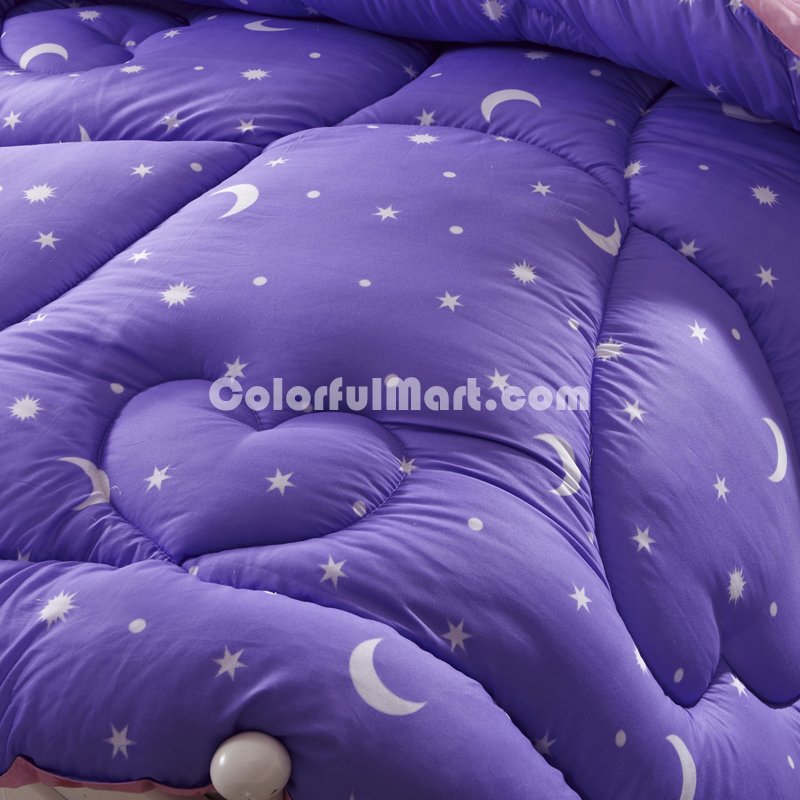 Meteor Garden Purple Comforter Moons And Stars Comforter Down Alternative Comforter - Click Image to Close