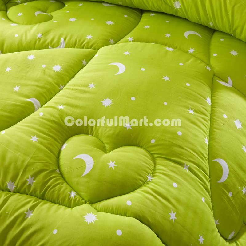 My Lucky Star Green Comforter Moons And Stars Comforter Down Alternative Comforter - Click Image to Close