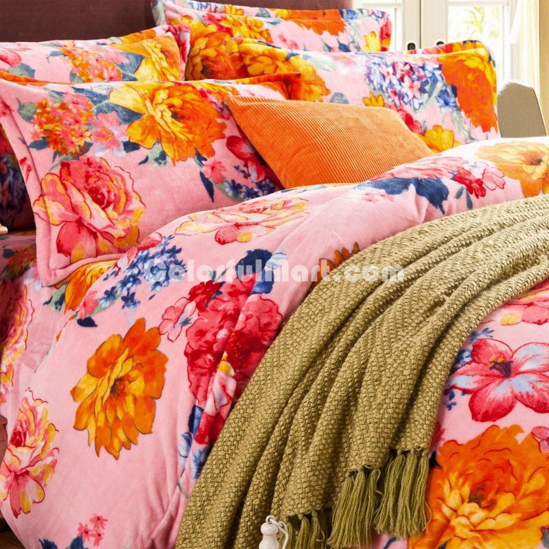 Flowers Language Pink Flowers Bedding Flannel Bedding Girls Bedding - Click Image to Close