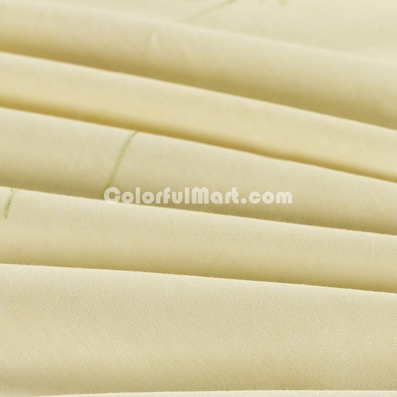 Rose Yellow 100% Cotton 4 Pieces Bedding Set Duvet Cover Pillow Shams Fitted Sheet - Click Image to Close