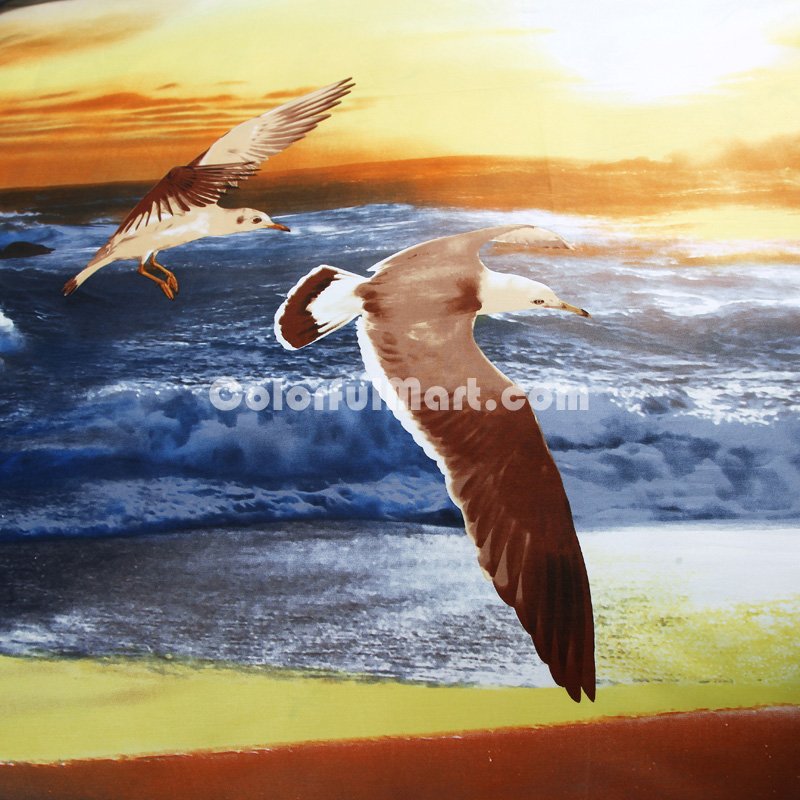 Sea Gulls Yellow Bedding Sets Duvet Cover Sets Teen Bedding Dorm Bedding 3D Bedding Landscape Bedding Gift Ideas - Click Image to Close