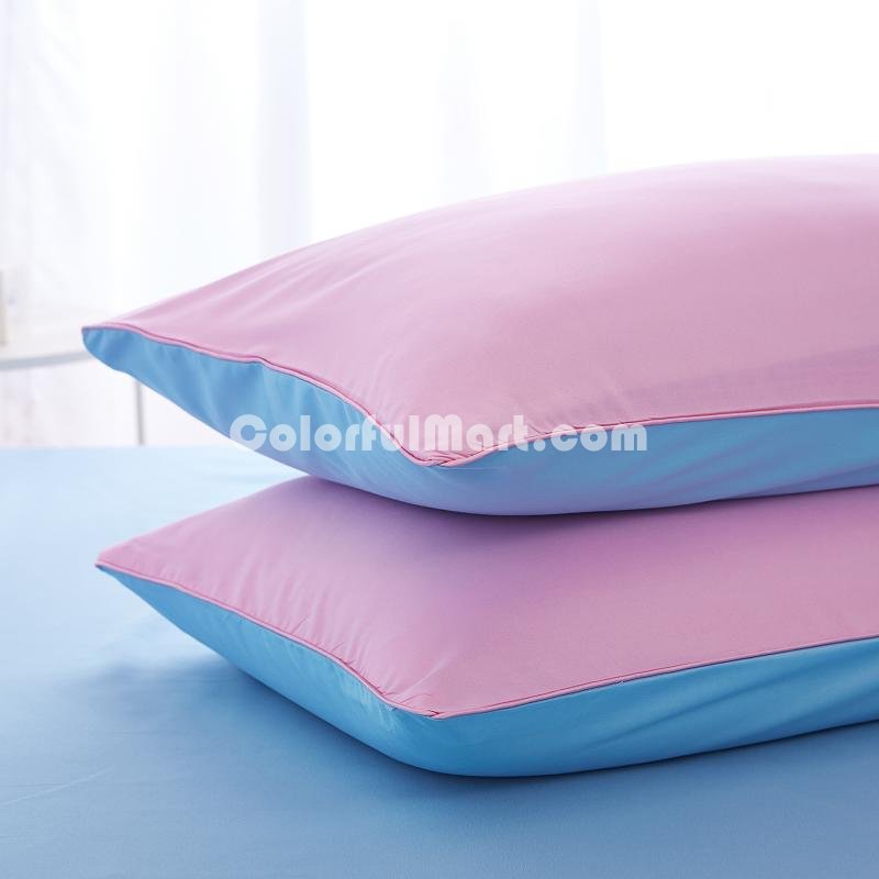 Blue Light Pink Bedding Set Duvet Cover Pillow Sham Flat Sheet Teen Kids Boys Girls Bedding - Click Image to Close