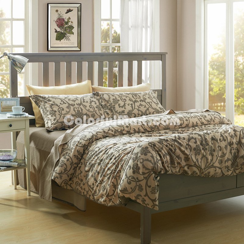 Vayne Brown Bedding Set Luxury Bedding Girls Bedding Duvet Cover Set - Click Image to Close