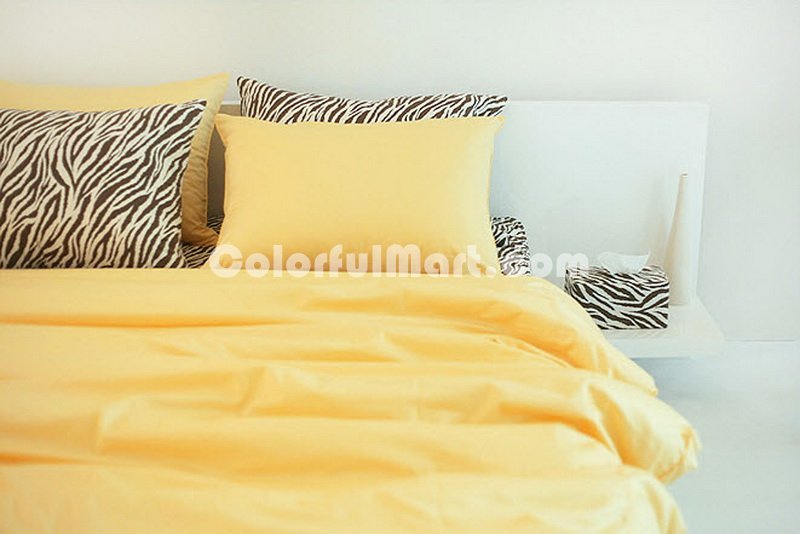 Korean Style Bright Yellow Zebra Print Bedding Set - Click Image to Close