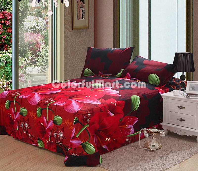 Brilliant Red Duvet Cover Set 3D Bedding - Click Image to Close