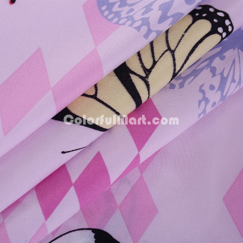 Butterflies Pink Bedding Set Duvet Cover Pillow Sham Flat Sheet Teen Kids Boys Girls Bedding - Click Image to Close