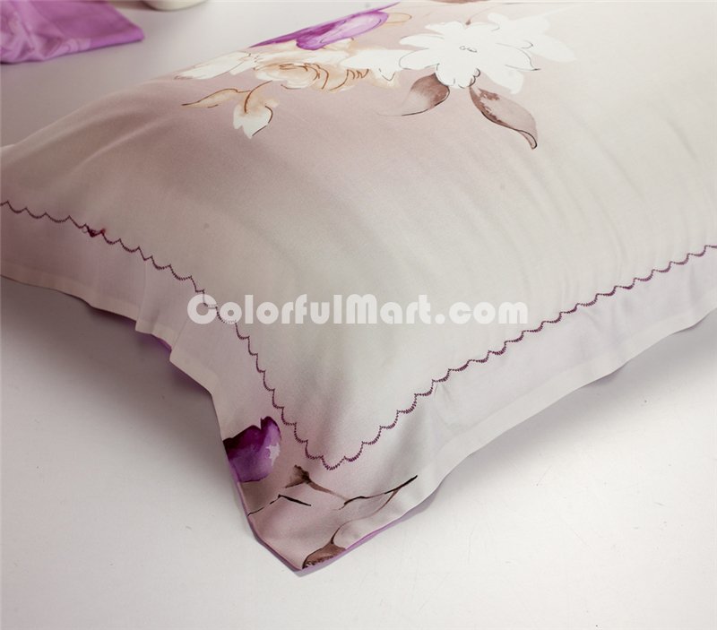 Flower Language Purple Bedding Set Luxury Bedding Girls Bedding Duvet Cover Pillow Sham Flat Sheet Gift Idea - Click Image to Close