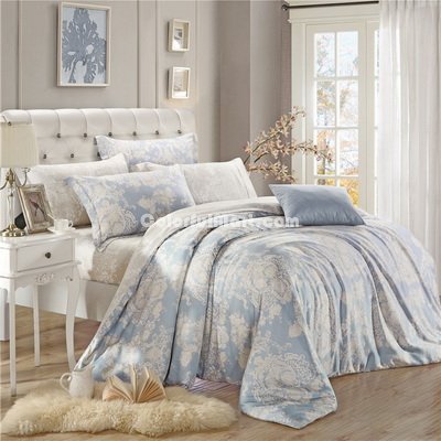Love Waltz Blue Bedding Set Girls Bedding Floral Bedding Duvet Cover Pillow Sham Flat Sheet Gift Idea
