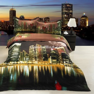 Modern City Brown Bedding 3D Duvet Cover Set