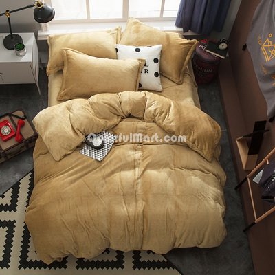 Light Tan Velvet Flannel Duvet Cover Set for Winter. Use It as Blanket or Throw in Spring and Autumn, as Quilt in Summer.