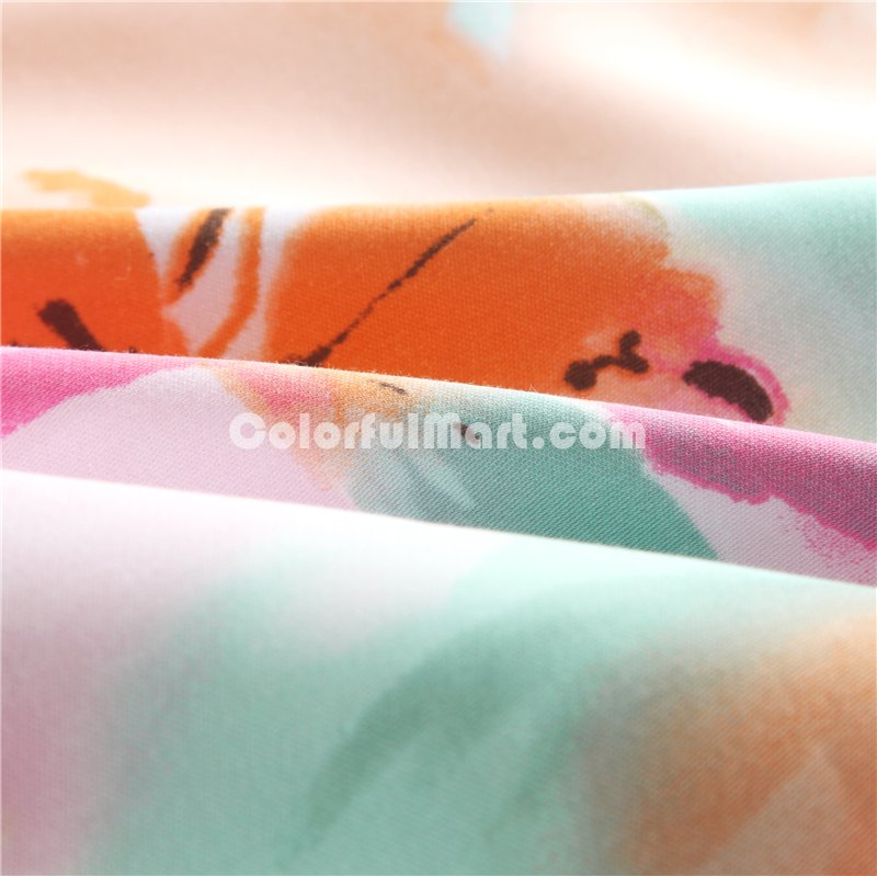 Graceful Flower Pink Bedding Set Girls Bedding Floral Bedding Duvet Cover Pillow Sham Flat Sheet Gift Idea - Click Image to Close