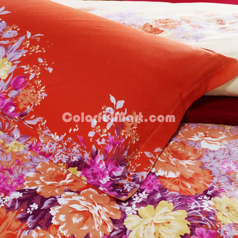 Flowers Orange Modern Bedding Sets - Click Image to Close