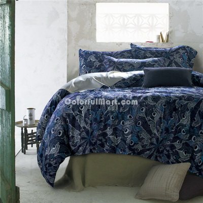 Beth Blue Bedding Set Luxury Bedding Collection Satin Egyptian Cotton Duvet Cover Set