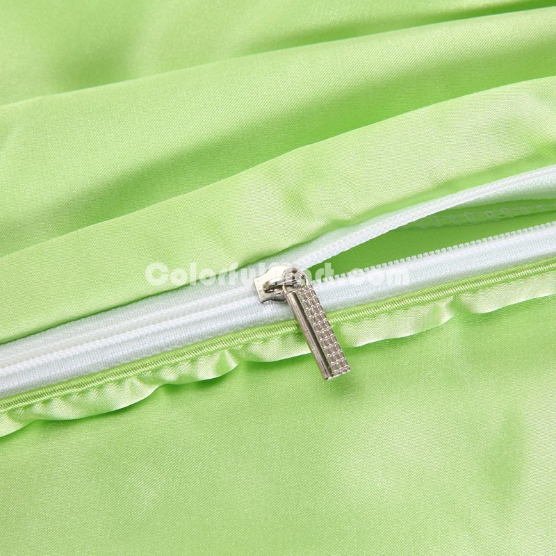 Light Green Silk Bedding Set Duvet Cover Silk Pillowcase Silk Sheet Luxury Bedding - Click Image to Close